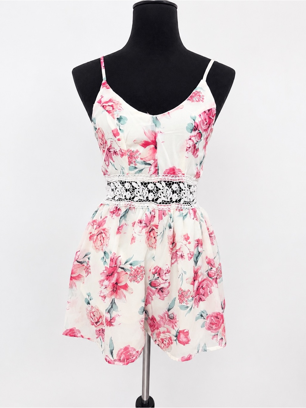 Floral Lace-Waist Summer Romper size S - Picture 4 of 6